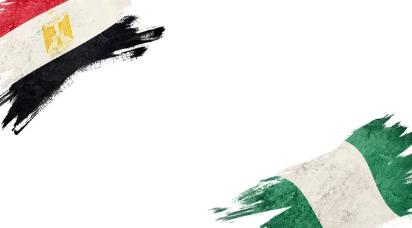सफेद पृष्ठभूमि पर मिस्र और नाइजीरिया के झंडे — स्टॉक फ़ोटो, इमेज