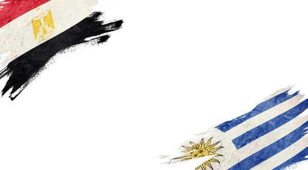 Σημαίες της Αιγύπτου και της Ουρουγουάης σε λευκό φόντο — Φωτογραφία Αρχείου
