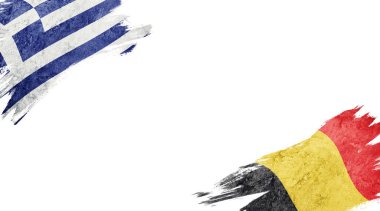 Beyaz arkaplanda Yunanistan ve Belçika bayrakları