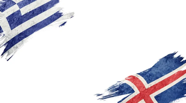 Flagi Grecji i Islandii na białym tle — Zdjęcie stockowe
