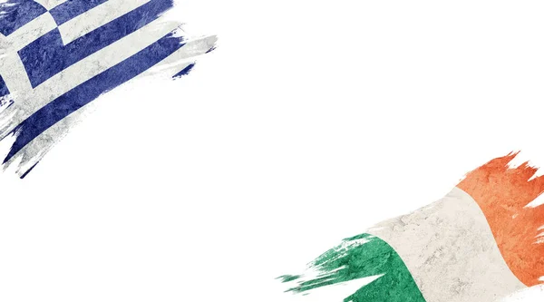 Flags of Greece and Ireland on white background — 스톡 사진