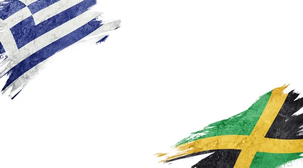 Flags of Greece and Jamaica on white background — 스톡 사진