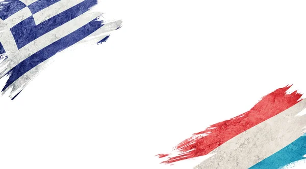 Flags of Greece and Luxembourg on white background — 스톡 사진