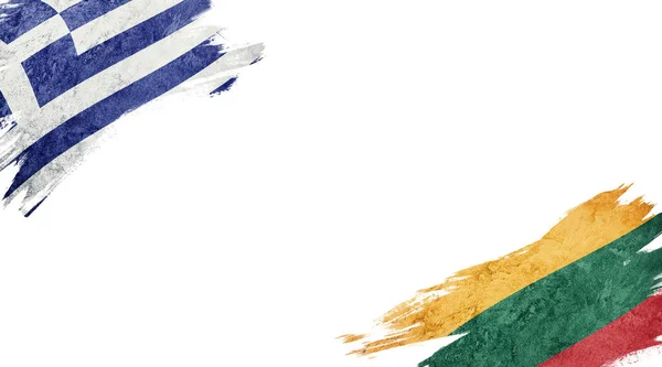 Flags of Greece and Lithuania on white background — 스톡 사진