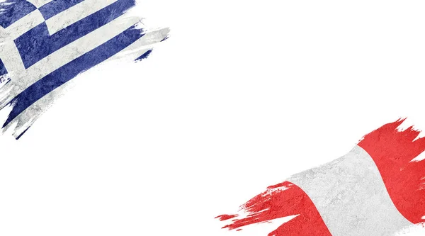 Flags of Greece and Peru on white background — 스톡 사진