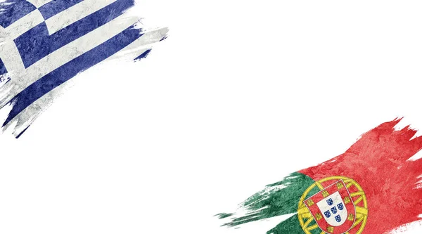 Σημαίες της Ελλάδας και της Πορτογαλίας σε λευκό φόντο — Φωτογραφία Αρχείου