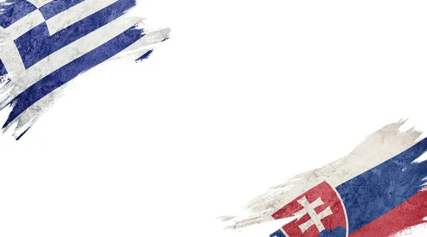 Flags of Greece and Slovak Republic on white background — 스톡 사진