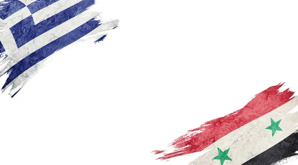 Banderas de Grecia y Siria sobre fondo blanco —  Fotos de Stock