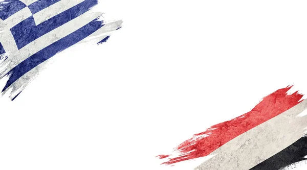 Flags of Greece and Yemen on white background — 스톡 사진