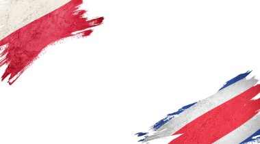 Beyaz arka planda Polonya ve Kosta Rika bayrakları