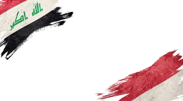 Bandeiras do Iraque e Mônaco sobre fundo branco — Fotografia de Stock