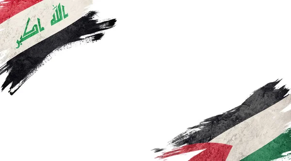 Drapeaux de l'Irak et de la Palestine sur fond blanc — Photo