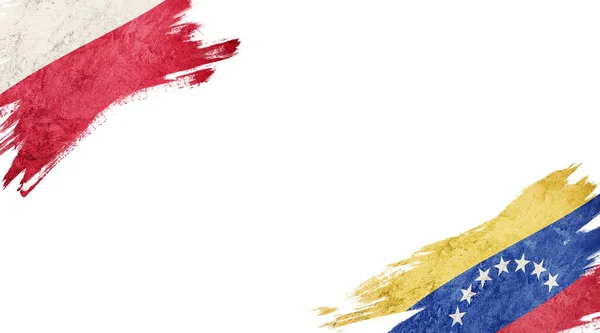 Прапори Польщі та Венесуели на білому тлі — стокове фото