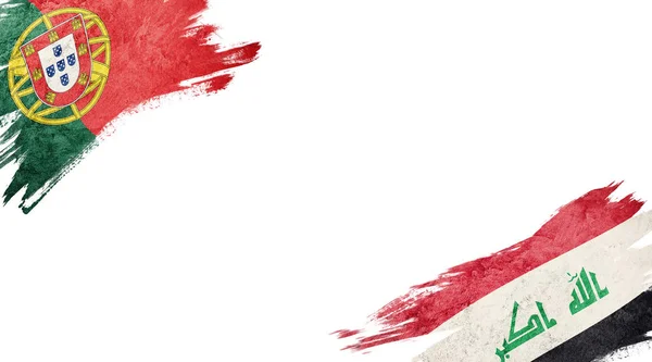 Flags of Portugal and Iraq on white background — 스톡 사진