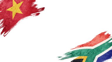 Beyaz arka planda Vietnam ve Güney Afrika bayrakları
