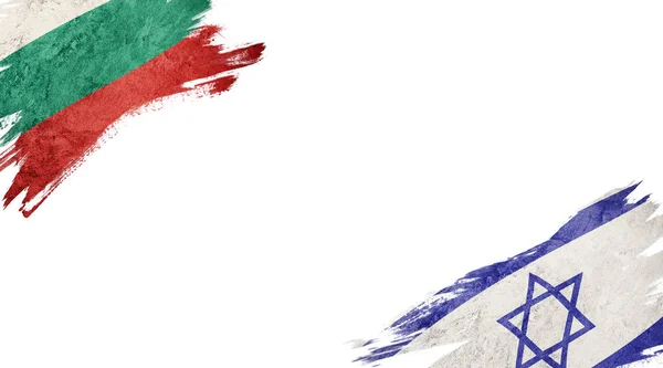 Beyaz arkaplanda Bulgaristan ve İsrail bayrakları — Stok fotoğraf