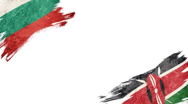 Bandiere di Bulgaria e Kenya su sfondo bianco — Foto Stock