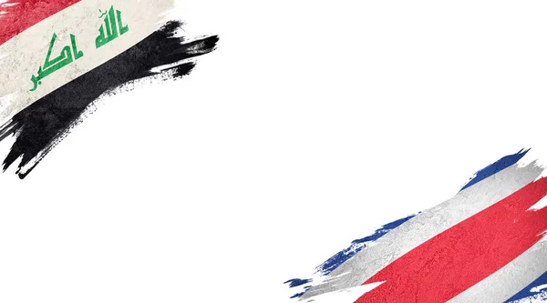 白い背景にイラクとコスタリカの旗 — ストック写真