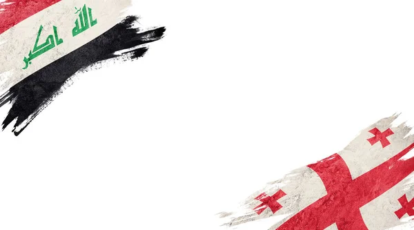 Flagi Iraku i Gruzji na białym tle — Zdjęcie stockowe