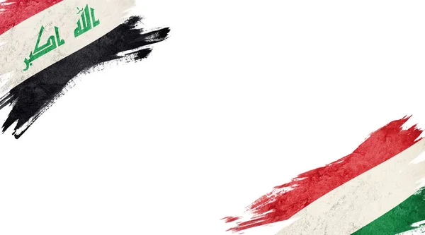 Bandeiras do Iraque e da Hungria sobre fundo branco — Fotografia de Stock