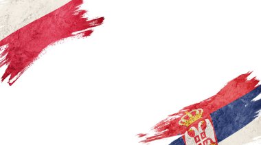 Beyaz arkaplanda Polonya ve Sırbistan bayrakları