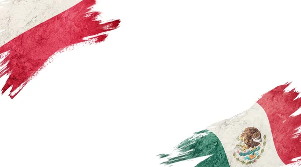 Флаги Польши и Мексики на белом фоне — стоковое фото