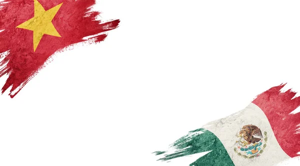 Прапори В "єтнаму та Мексики на білому тлі — стокове фото
