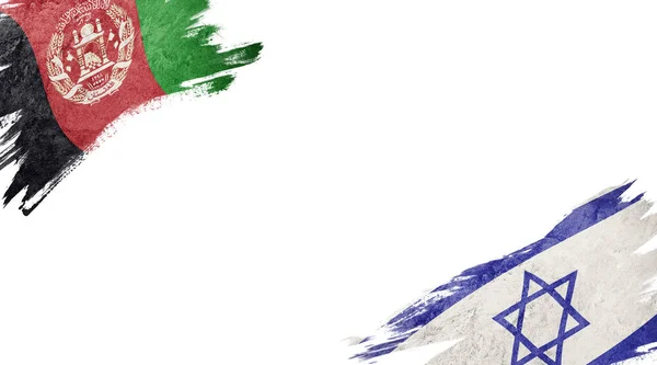 Bandeiras do Afeganistão e de Israel sobre fundo branco — Fotografia de Stock