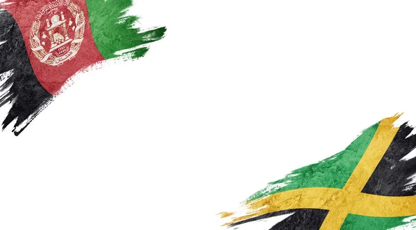 Bandeiras do Afeganistão e Jamaica em fundo branco — Fotografia de Stock