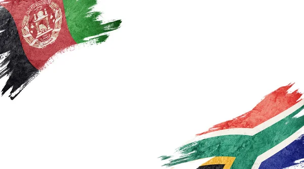 Flags of Afghanistan and South Africa on white background — 스톡 사진
