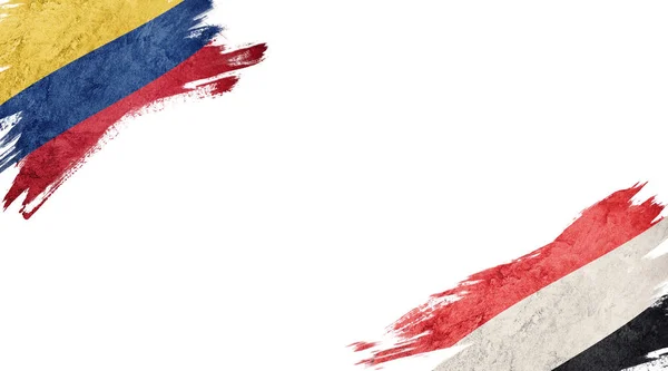 Zászló Kolumbia és Jemen fehér alapon — Stock Fotó