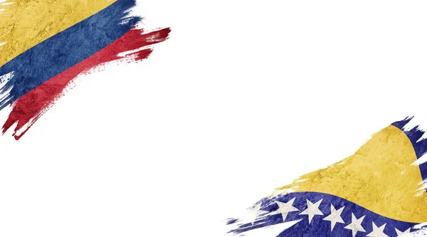具有白色背景的哥伦比亚及波斯尼亚和黑塞哥维那国旗 — 图库照片