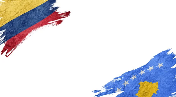 Banderas de Colombia y Kosovo sobre fondo blanco —  Fotos de Stock