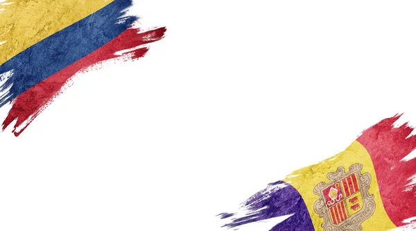 Zászló Kolumbia és Andorra fehér alapon — Stock Fotó