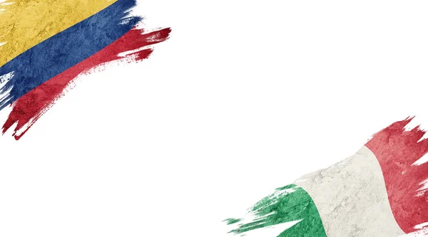 Bandeiras da Colômbia e Itália sobre fundo branco — Fotografia de Stock