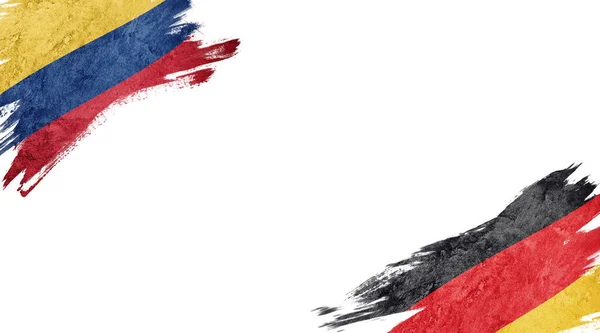 Flags of Colombia and Germany on white background — 스톡 사진
