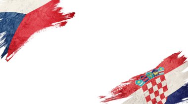Beyaz arka planda Çek Cumhuriyeti ve Hırvatistan bayrakları