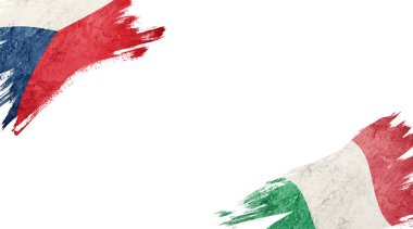 Beyaz arkaplanda Çek Cumhuriyeti ve İtalya bayrakları