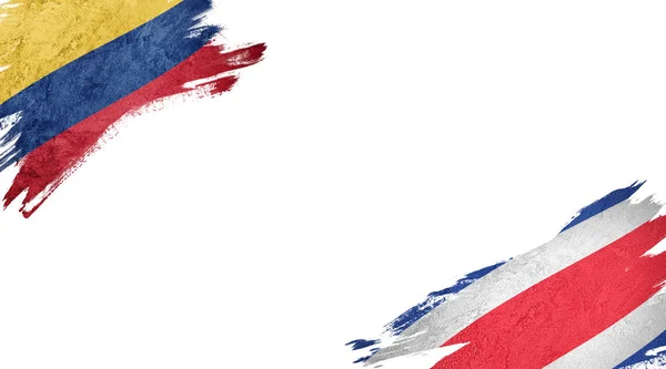 Flags of Colombia and Costa Rica on white background — 스톡 사진