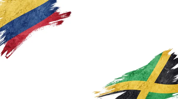 Flags of Colombia and Jamaica on white background — 스톡 사진