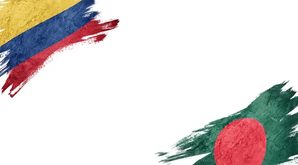 Bandeiras da Colômbia e Bangladesh sobre fundo branco — Fotografia de Stock