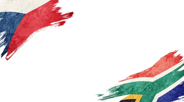 Bandeiras da República Checa e África do Sul sobre fundo branco — Fotografia de Stock