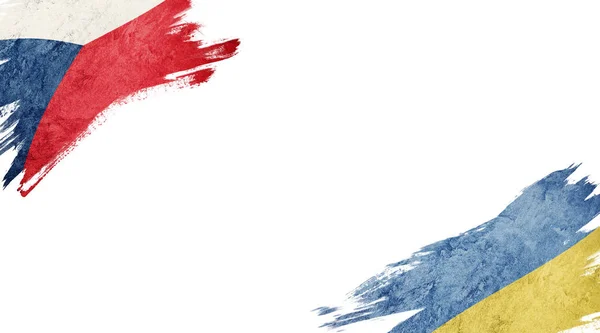 Bandeiras da República Checa e da Ucrânia sobre fundo branco — Fotografia de Stock