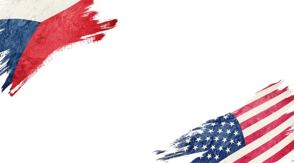Vlajky České republiky a USA na bílém pozadí — Stock fotografie