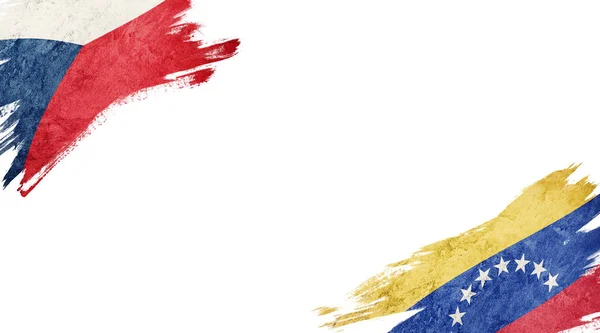 Flaggen der Tschechischen Republik und Venezuela auf weißem Hintergrund — Stockfoto