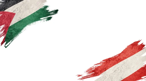 Vlajky Palestiny a Rakouska na bílém pozadí — Stock fotografie