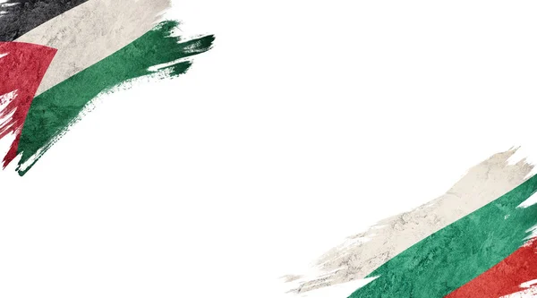 白色背景的巴勒斯坦和保加利亚国旗 — 图库照片