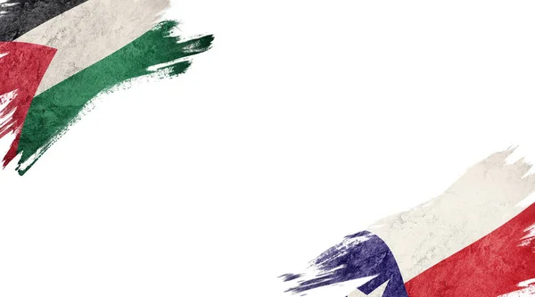 Flaggen aus Palestin und Chili auf weißem Hintergrund — Stockfoto