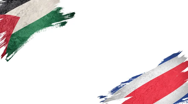 Drapeaux de la Palestine et du Costa Rica sur fond blanc — Photo