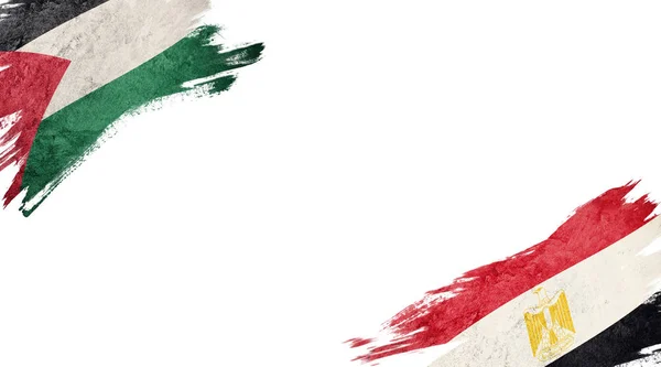 Bandiere di Palestina ed Egitto su sfondo bianco — Foto Stock